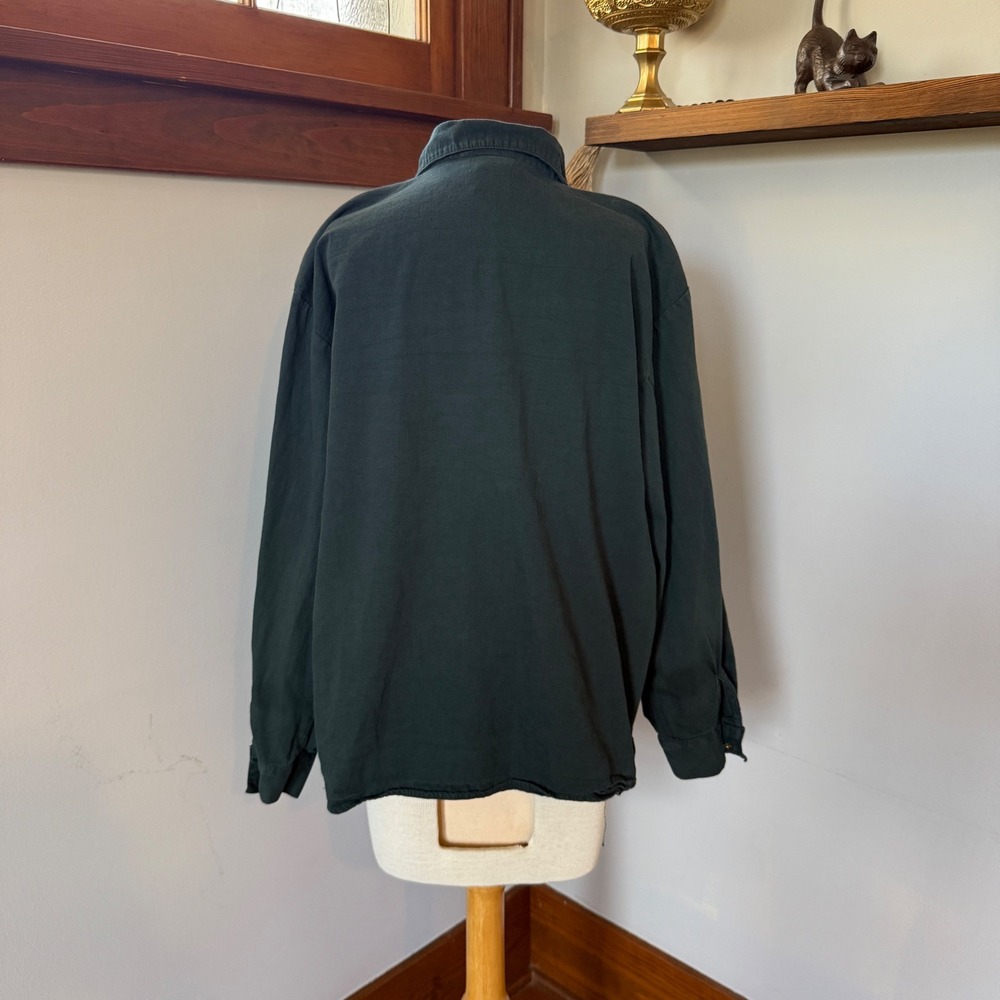 Vintage Dark Green Gold Embellished Western Glam Button Shirt 80s Medium - Picture 3 of 7
